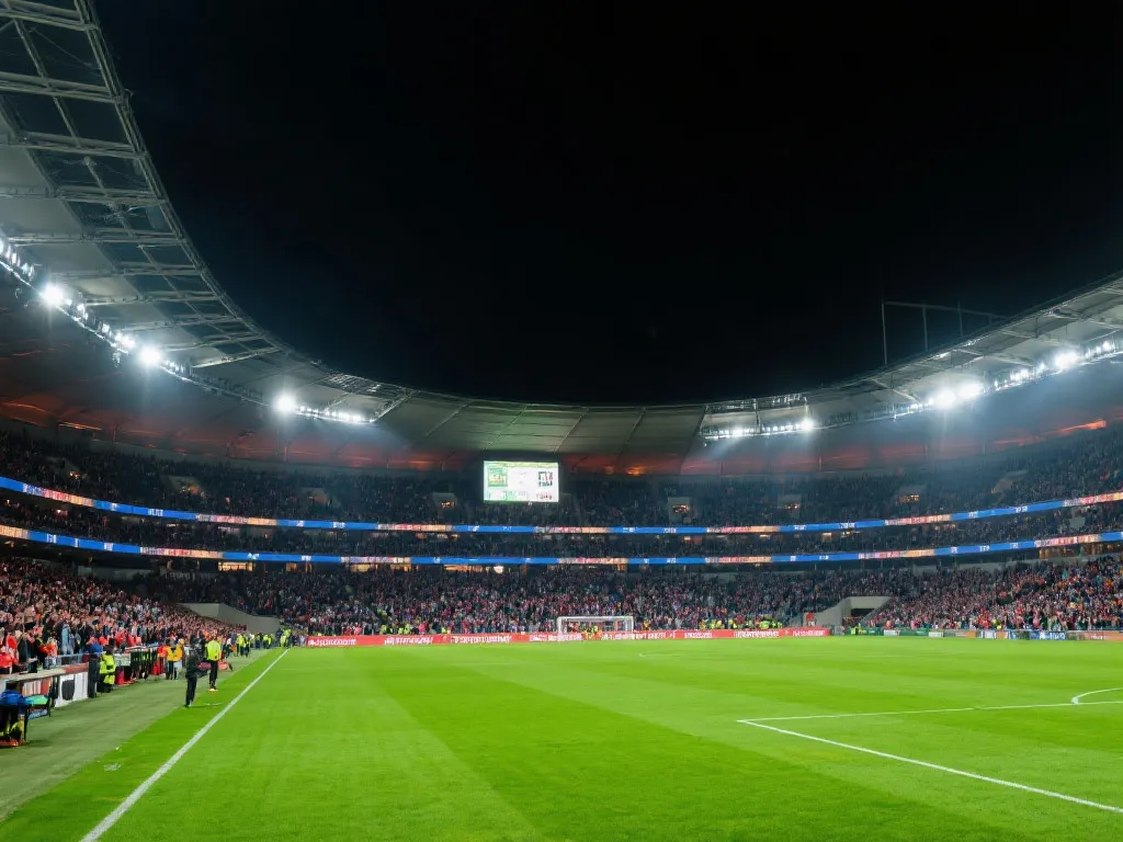 夜间体育场，灯光璀璨